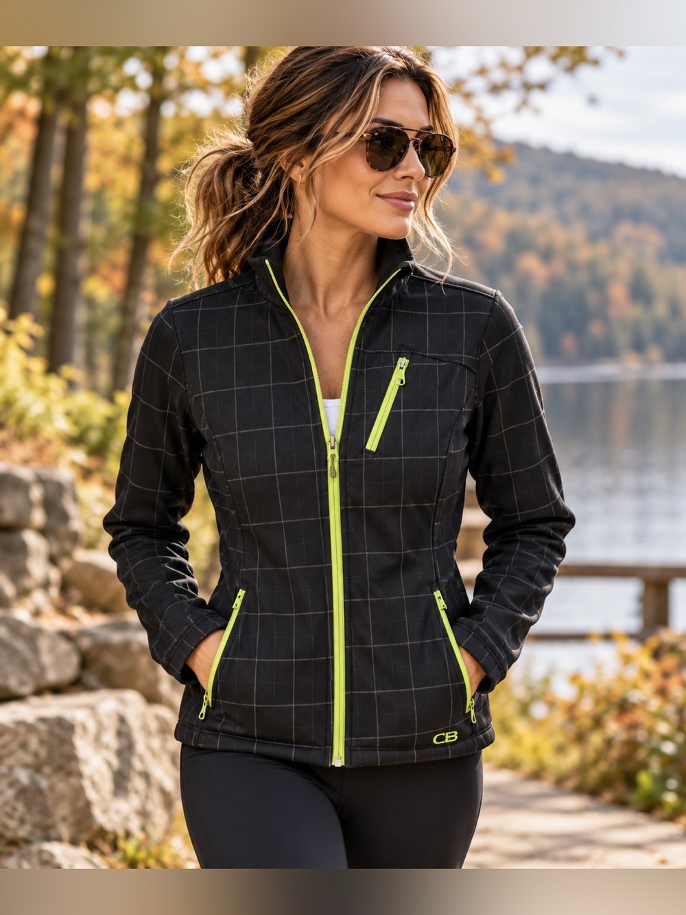 Plaid Softshell Jacket Gorpcore Performance Hiking Fall Women’s M CB Sport